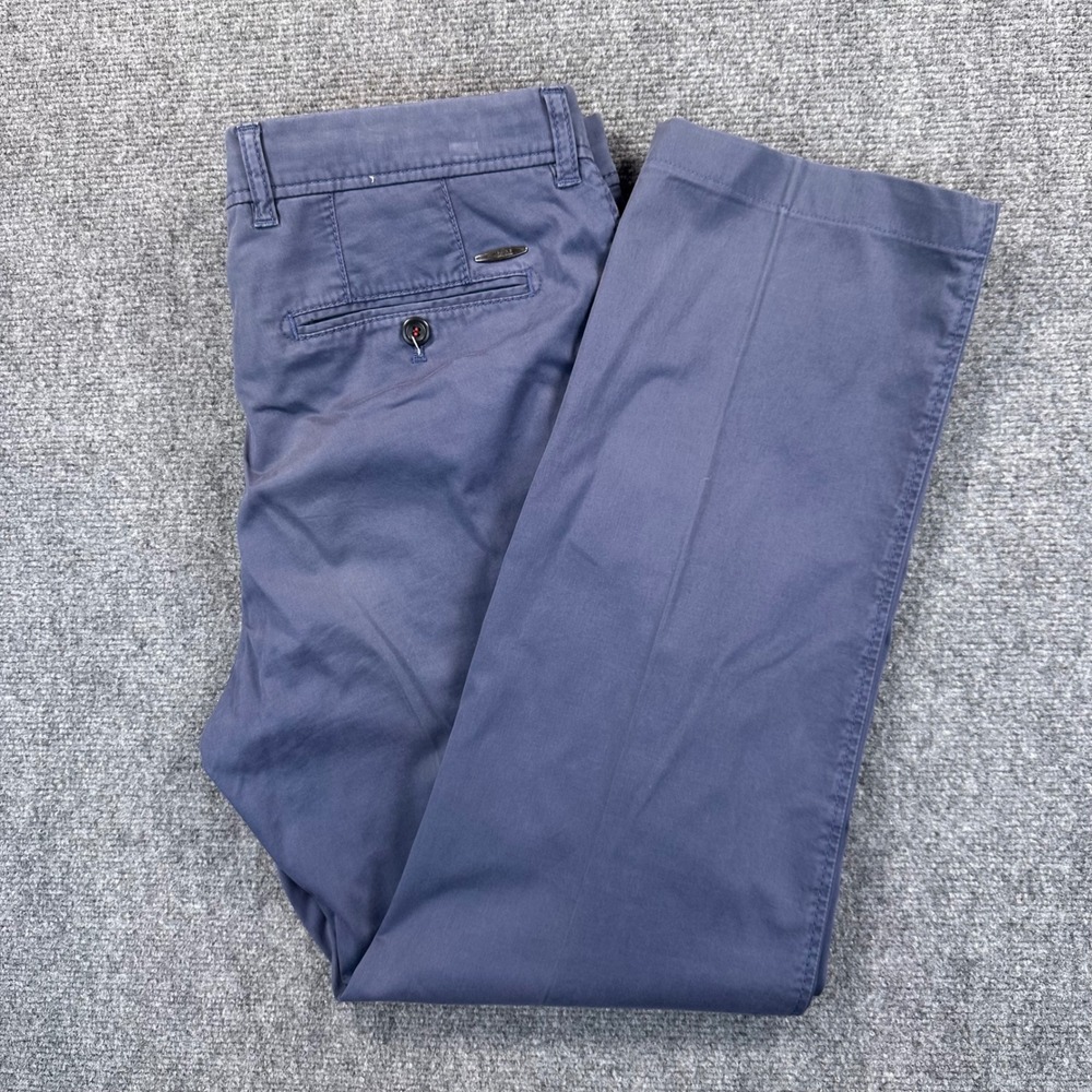 BRAX Evans Flat Front Chino Pants Men's 34x32 Blue Cotton Blend Everyday Dressy
